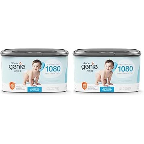 The Diaper Genie Jumbo+ Square Refill, with continuous film, can hold up to 1080 newborn-sized diapers per refill. (Pack of 2)