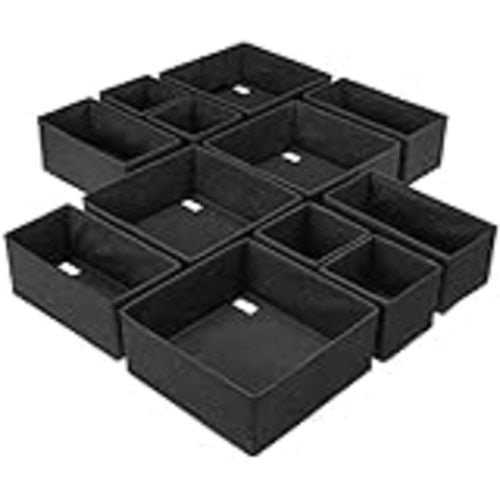 TENABORT 12 Pack Foldable Drawer Organizer Dividers Cloth Storage Box Closet Dresser Organizer Cube Fabric Containers Basket