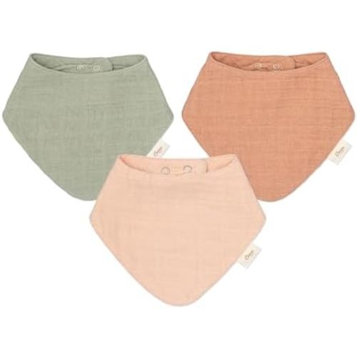 Crane Baby Soft Muslin Baby Bib Set, Adjustable and Absorbent Bandana Style Bibs for Boys and Girls