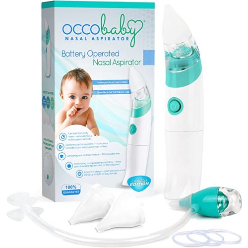OCCObaby Baby Nasal Aspirator - 2 PK Baby Nose Suction Kit- Battery Operated Baby Nose Cleaner and Manual Baby Nose Sucker for Newborns, Infants and Toddlers - Congestion Relief for Babies