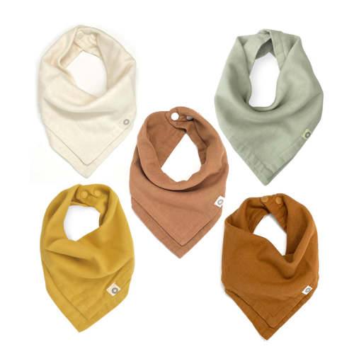 Organic Baby Bandana Bibs 5-Pack – Scarf Bib Set – Kishu Baby