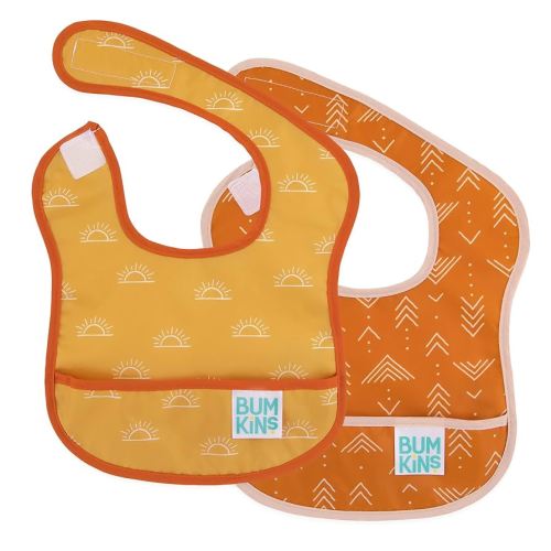 Bumkins Bibs, for Baby Girl or Boy, Infant 3-9 Months, Essential Must Have for Eating, Feeding, Baby Led Weaning Supplies, Mess Saving Waterproof Soft Fabric, Starter Bib 2-pk Desert Boho