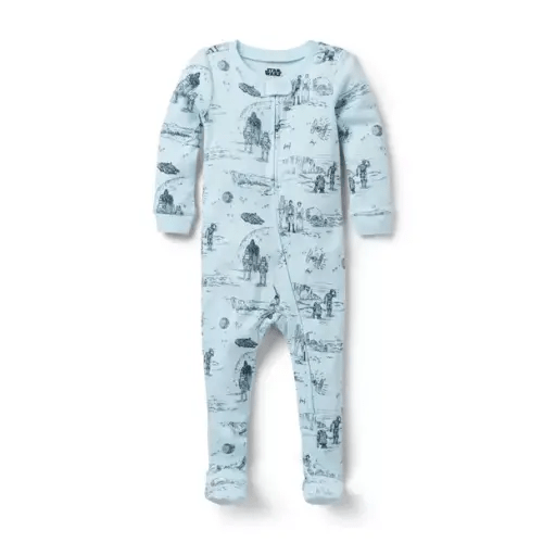 Baby Soft Blue Star Wars Toile Baby Good Night Footed Pajama In STAR WARS Toile by Janie and Jack