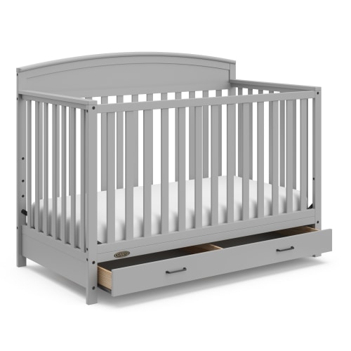 Free Shipping! Graco Benton 5-in-1 Convertible Baby Crib with Drawer, Pebble Gray