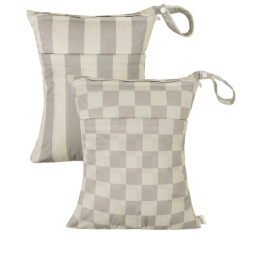 ALVABABY 2pcs Cloth Diaper Wet Dry Bags Waterproof Reusable with Two Zippered Pockets Travel Beach Pool Daycare Soiled Baby Items Yoga Gym Bag for Swimsuits or Wet Clothes LZ8485