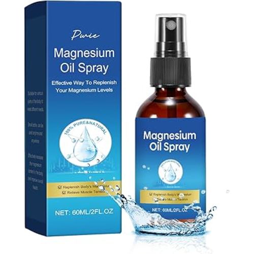 Pure Magnesium Oil Spray, Foot Magnesium Spray, 60ml Leak-Proof Portable Package, Magnesium Oil Body Care Natural Formula, Easy to Absorb and Soothe