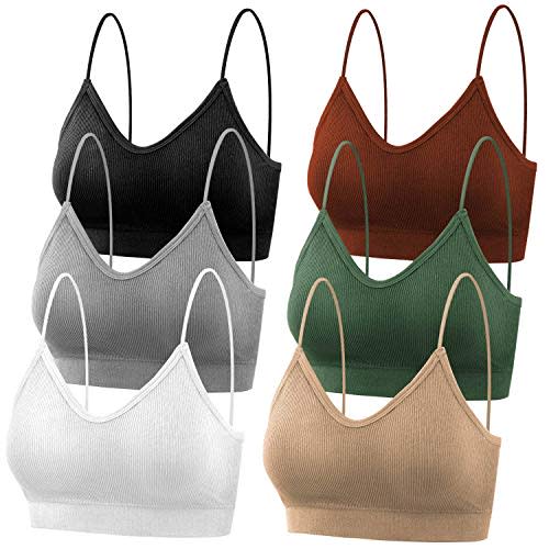 selizo 6 Pcs Sports Bras Pack - V Neck Cami Bralettes for Women