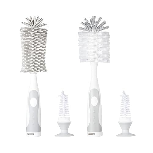 Chemimoso Multifunctional Cleaning Brush, Baby Bottle Brush, Water Bottle Brush Cleaner, Cup Brush (Rotate The Suction Cup to Obtain The Small Bristle Brushes Hidden in Handles) Set A, Grey