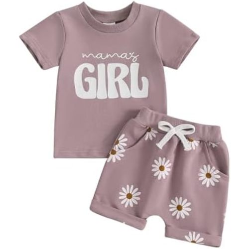 Toddler Baby Girl 2 Piece Outfits ShortSleeve Florals Print Sweatshirt & shorts Summer Clothes