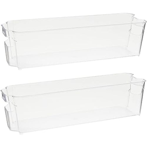 Okuna Outpost Clear Plastic Freezer Organizers, Breastmilk Storage Containers (14.5 x 4 x 3.75 In, 2 Pack) - Fridge Organizer