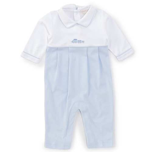Kissy Kissy Baby Boys Newborn-9 Months Long Sleeve Color Block Train-Embroidered Coverall