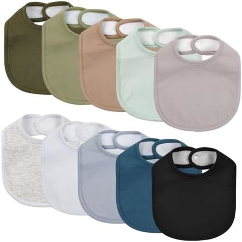 Baby Snap Bibs for Boys Girls,10 Pack Bandana Drool Bibs with Snap,Organic Cotton Snap Closure Bibs for Newborn