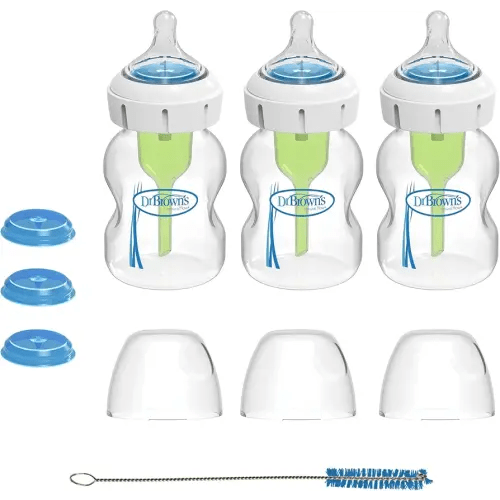 Dr. Brown's Medical Specialty Feeding System Wide-Neck Baby Bottles, Oral Feeding Solution for Preemies and Infants with Cleft Lip & Feeding Challenges, 5 oz/150 mL, 0m+ – 3-Pack