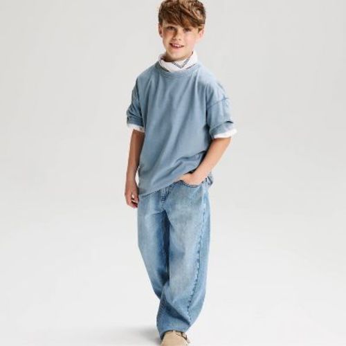 Boys' Short Sleeve Oversized Heavyweight Washed T-Shirt - Cat & Jack™ Light Blue XL
