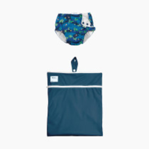 GREEN SPROUTS UPF 50+ Snap Swim Diaper & Wet & Dry Bag Set - Navy/Navy Turtle Journey, 0-6 Months