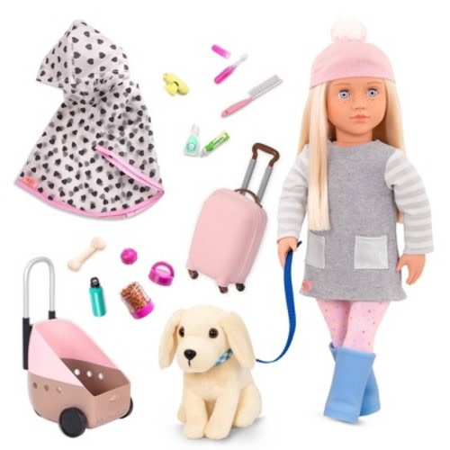 Our Generation Meagan 18" Doll & Pet Travel Bundle