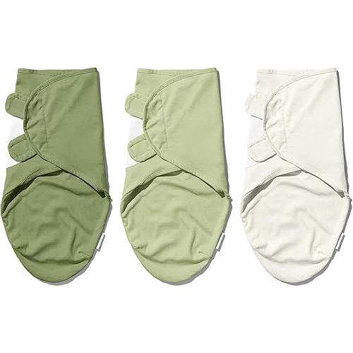Adjustable Swaddle Wrap - Knitted Cotton Wrap Set for Newborn | 0-3 Months | Pack of 3 (Leaves Edition)