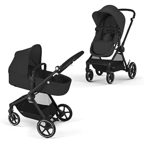 Cybex EOS Multi-Purpose Stroller - Converts from Carriage Mode to Reversible Toddler Seat in Seconds, 5 Modes of Use, Travel System Ready with any Cybex Infant Car Seat - BlackBlack