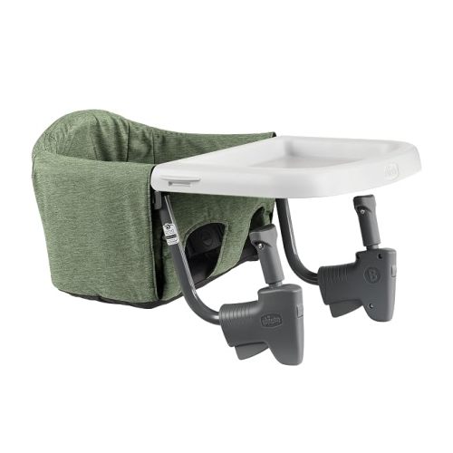 Chicco FastLock Go Hook-On High Chair for Babies and Toddlers, Portable | Moss/Green, ages 6-36 months, up to 37 lbs, recycled polyester baby chair, wipeable pad, BPA-free tray, carry bag