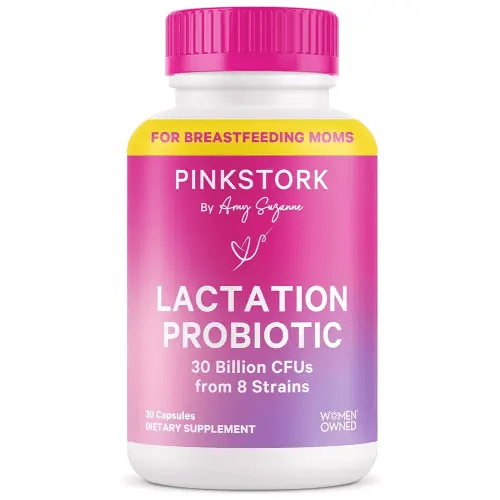 Pink Stork Lactation Probiotic - 30 Billion CFUs Multi Strain Postnatal Probiotics for Breastfeeding Women - Support Breast Milk & Gut Health, Postpartum Essentials, 30 Capsules