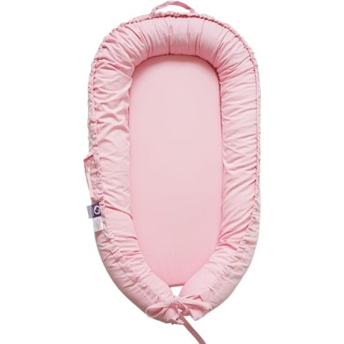 Infant Lounger, Baby Nest Cover for Baby Girls & Boys, Newborn Essentials for Baby 0-18 Months, 100% Cotton Breathable(Misty Rose)