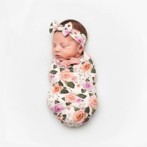 Newborn Swaddle Set - Headband in Precious Petals