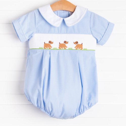 Playdate Puppies Boy Smocked Bubble, Blue
–
Stitchy Fish