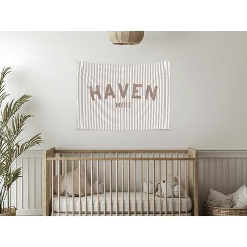 Stripe Name Banner Nursery Kids Room Name Flag Custom Girl Nursery decor Name Banner Wall Decor Baby Girl Room Decor Gift Idea for Girl Teen