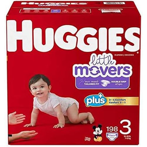 Huggies Little Movers Plus Diapers, Size 3 (198-Count)