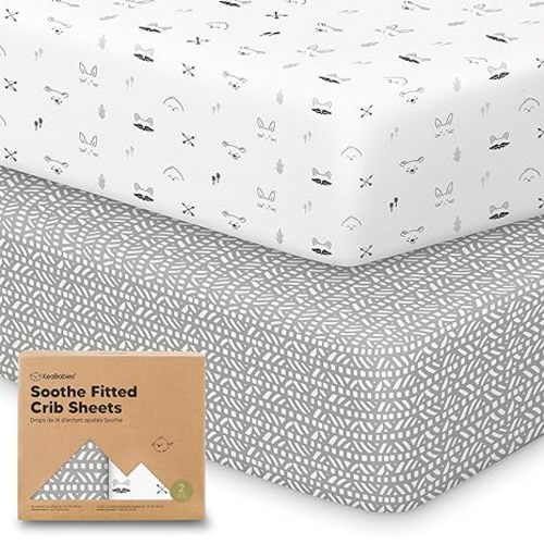 KeaBabies 2-Pack Organic Crib Sheets for Boys, Girls - 52x28 Fitted Crib Mattress Sheet Neutral, Breathable Jersey Cotton Cover for Baby Bed, Toddler Mattress, Soft & Cute Prints (Nordic)