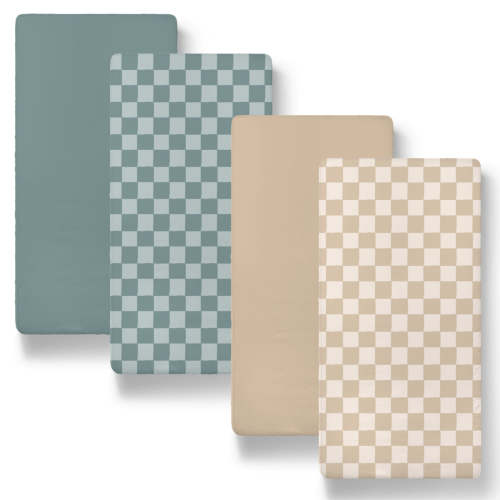 The Peanutshell Organic Cotton Jersey Bassinet Sheets, 4-Pack Check — buybuy BABY