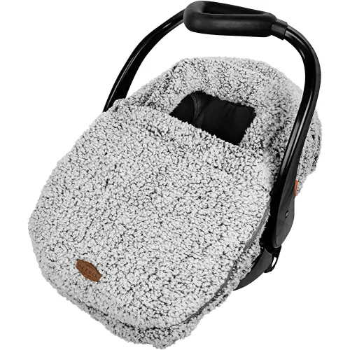 JJ Cole Winter Baby Car Seat Cover - Winter Car Seat Cover for Baby Seat or Stroller - Infant Car Seat Covers with Warm Sherpa Lining - Cuddly Gray