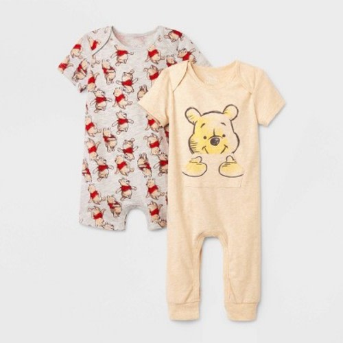 Baby Boys' 2pk Disney Winnie the Pooh Romper Set - Beige 3-6M