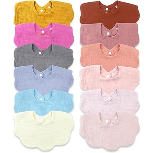 Muslin Baby Drooling Bibs Unisex Soft & Absorbent Multi-Layer Baby Bibs for Drooling and Teething Boys Girls