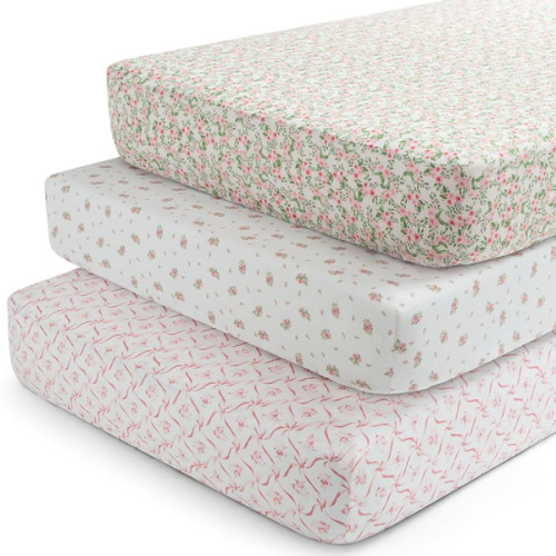 Delta Children Fitted Crib Sheets for Girls and Boys - Crib Sheet for Standard Crib and Toddler Mattresses - 28x52 Inch (Pack of 3), Pink Floral