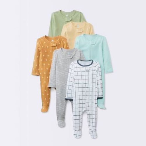 Baby Boys' 6pk Cotton Sleep N' Play - Cloud Island™ Yellow 0-3