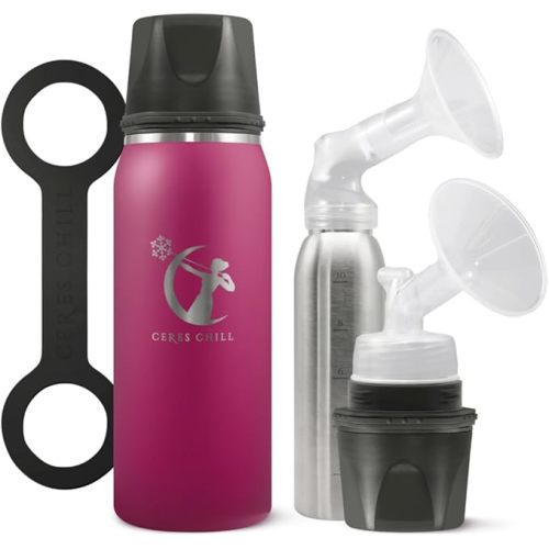 Breastmilk Chiller Reusable Storage Container by CERES CHILL | Keeps Milk Safe for up to 20 Hours | Connects w/Major Pumps(1 Chiller, Plum)