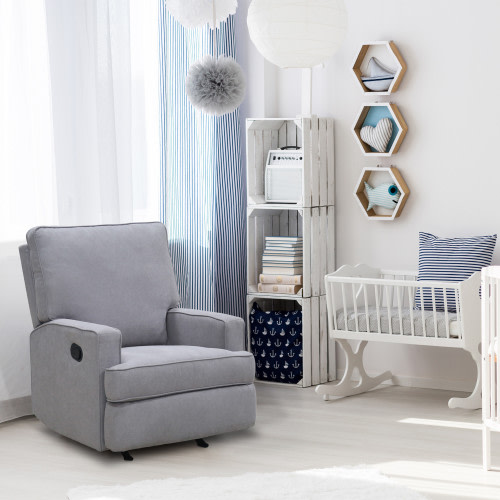 Baby Relax Salma Glider Rocker Recliner Chair - Gray Chenille