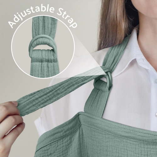 Muslin Nursing Cover for Baby Breastfeeding, Breathable Cotton Breastfeeding Cover with Rigid Hoop for Mother Nursing Apron, Multi-use Carseat Canopy