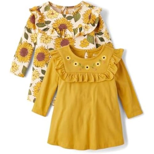 The Children's Place baby girls Long Sleeve Everday Casual Dress Bodysuit