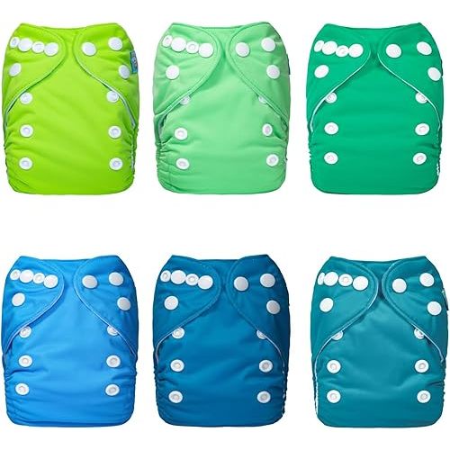 ALVABABY Newborn Cloth Diapers,Reusable Cloth Diaper for Preemie,6pcs Diaper Covers with 12 Newborn Diaper Inserts, Less Than 12pounds Baby