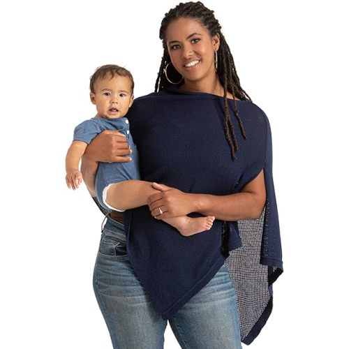 We are Amma | The Cocoon™ - Newborn Essentials Must Haves: Nursing Cover for Breast Feeding Essentials | Nursing Sweater Used as Breastfeeding Cover (Navy, One Size)