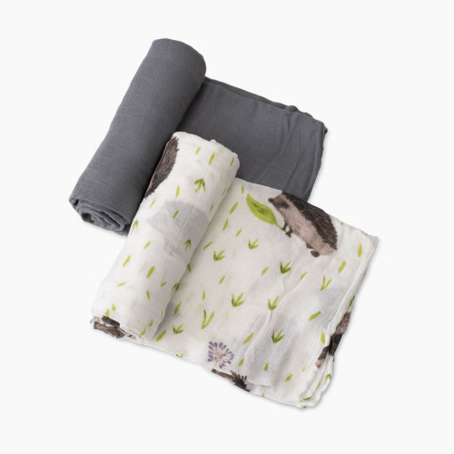Little Unicorn Deluxe Muslin Swaddle Blanket Set - Charcoal Hedgehog, 2
