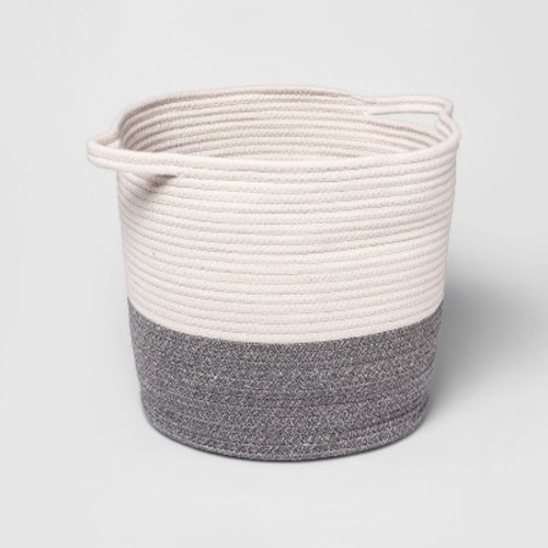 Coiled Rope Bin with Color Band - Cloud Island™, Color: Gray