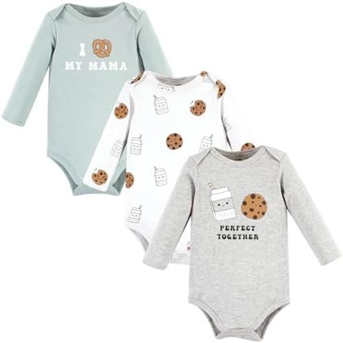 Hudson Baby unisex-baby Cotton Long-sleeve Bodysuits 3-pack