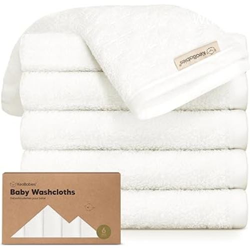 6-Pack Baby Washcloths - Soft Viscose Derived from Bamboo Washcloth, Baby Wash Cloths, Baby Wash Cloth for Newborn, Kids, Bath Baby Towels, Face Towel, Face Cloths for Washing Face(White)
