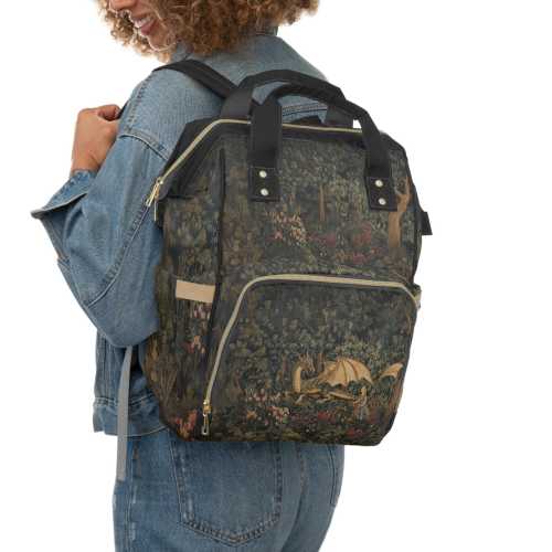 Dragon Multifunctional Diaper Backpack, Parenting Must-Have, Baby Gear, Travel Bag, Gifts for New Parents, Maternity Essentials, Fantasy.