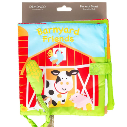 DEMDACO Happy Barnyard Friends Corn Rustic Red Children's Musical Soft Book Toy