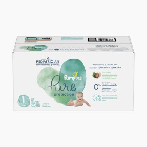 Pampers Pure Protection Disposable Diapers, Super Pack - Size 1,82 Count