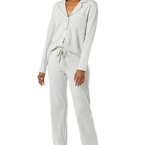 Amazon Essentials Women's Cotton Modal Long-Sleeve Shirt and Full-Length Bottom Pajama Set